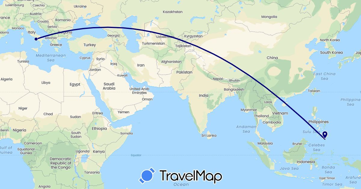 TravelMap itinerary: driving in Italy, Philippines (Asia, Europe)